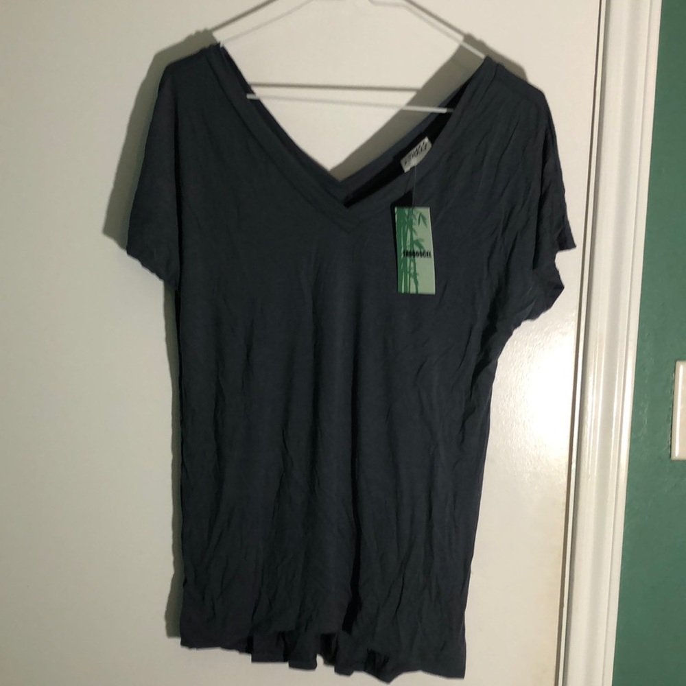 BSharp short-sleeve v neck tee in slate blue. Super soft bamboo. New with tags.